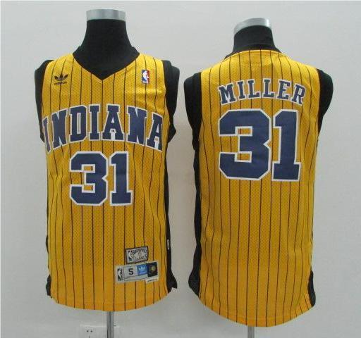 Men's Indiana Pacers Reggie Miller #31 Yellow Hardwood Classics Swingman Jersey