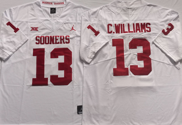 Men's Oklahoma Sooners Caleb Williams #13 White Player Game Jersey