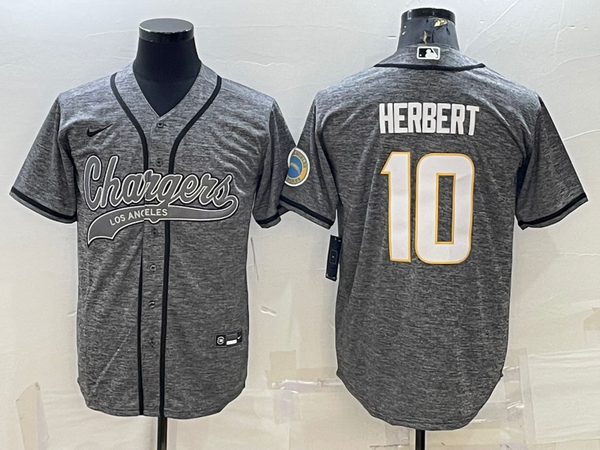 Men's Los Angeles Chargers Justin Herbert #10 Gray Game Jersey Joint Edition