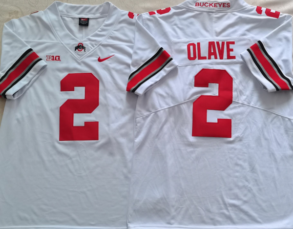 Men's Ohio State Buckeyes Chris Olave #2 White Player Game Jersey