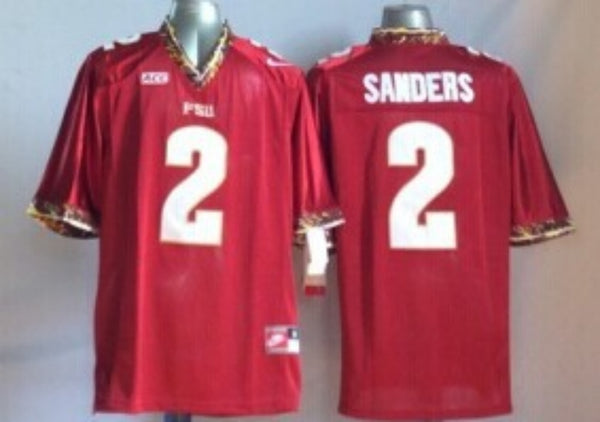 Men's Florida State Seminoles Deion Sanders #2 Red Player Jersey