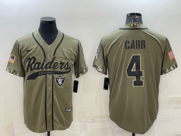 Men's Las Vegas Raiders Derek Carr #4 Olive 2022 Salute To Service Limited Jersey Joint Edition