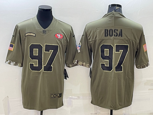 Men's San Francisco 49ers Nick Bosa #97 Olive 2022 Salute To Service Retired Player Limited Jersey