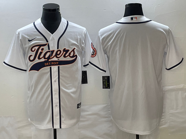 Men's Detroit Tigers White Blank Replica Jersey Joint Edition