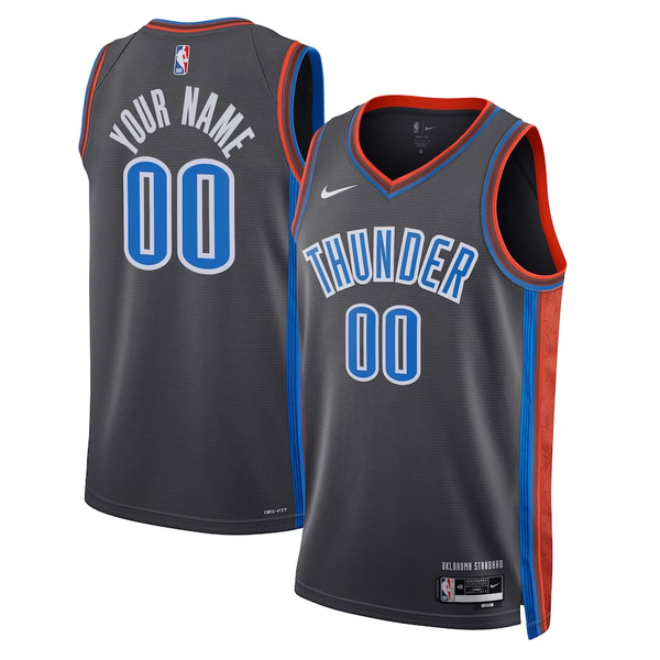 Men's Oklahoma City Thunder Black 2022/23 Swingman Custom Jersey - City Edition