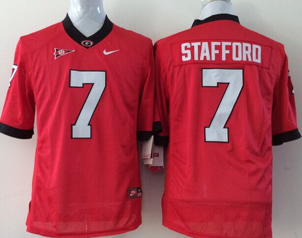 Men's Georgia Bulldogs Matthew Stafford #7 Red Player Game Jersey