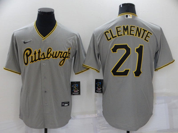 Men's Pittsburgh Pirates Roberto Clemente #21 Gray Replica Baseball Jersey