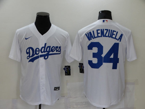 Men's Los Angeles Dodgers Fernando Valenzuela #34 White Replica Baseball Jersey