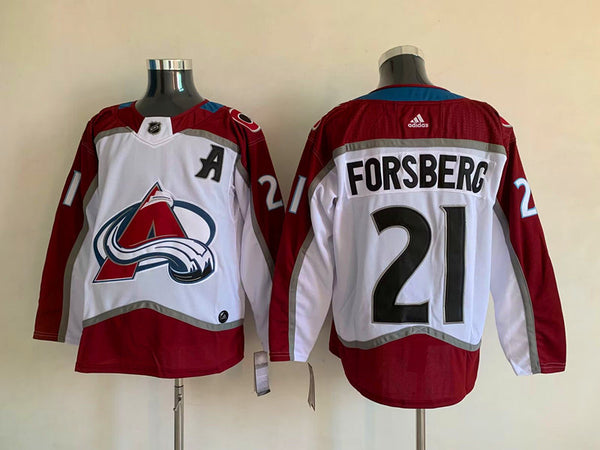 Men's Colorado Avalanche Peter Forsberg #21 White Home Breakaway Jersey