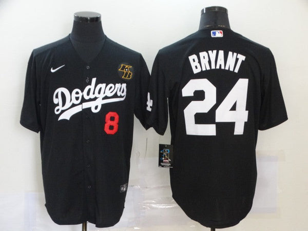 Men's Los Angeles Dodgers Kobe Bryant #8-24 Black Replica Baseball Jersey