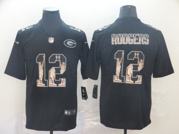 Men's Green Bay Packers #12 Aaron Rodgers Black Game Jersey