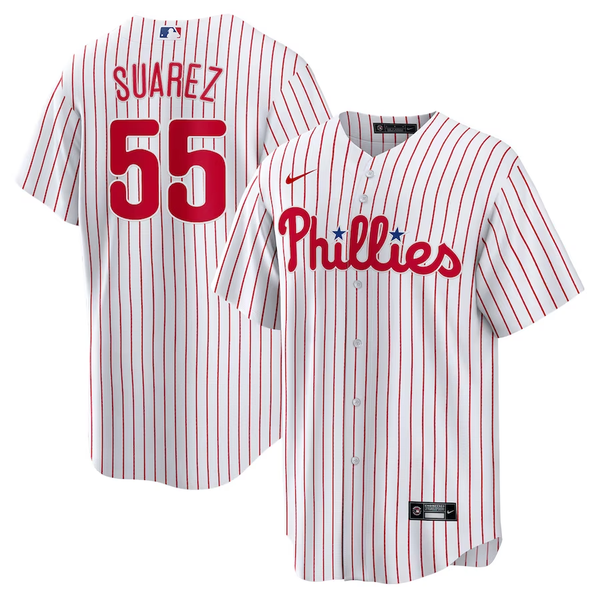 Men's Philadelphia Phillies Ranger Suarez #55 White Home Replica Player Jersey