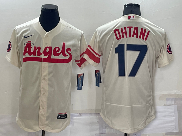 Men's Los Angeles Angels Shohei Ohtani #17 Beige Stitched Jersey