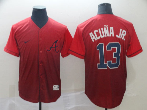 Men's Atlanta Braves Ronald Acu?a Jr. #13 Red Replica Player Jersey