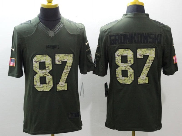 Men's New England Patriots Rob Gronkowski #87 Army Green Game Jersey