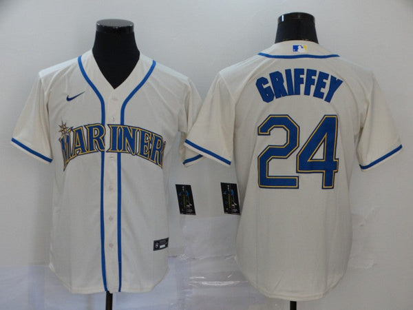 Men's Seattle Mariners Ken Griffey Jr. #24 Beige Replica Baseball Jersey