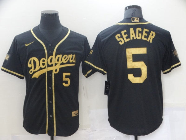 Men's Los Angeles Dodgers Corey Seager #5 Black Replica Player Jersey