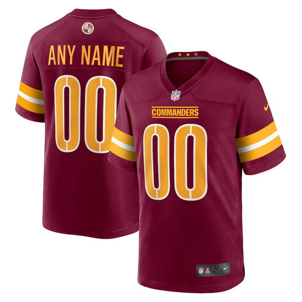 Custom Washington Commanders Burgundy Game Player Jersey