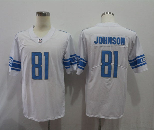 Men's Detroit Lions Calvin Johnson #81 White Game Jersey