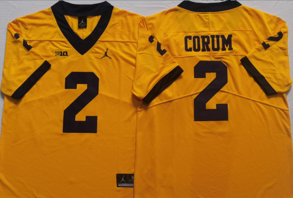 Men's Michigan Wolverines Blake Corum #2 Yellow  Alumni Player Game Jersey