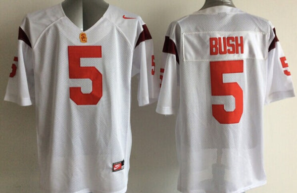 Men's USC Trojans Reggie Bush #5 White Alumni Player Game Jersey