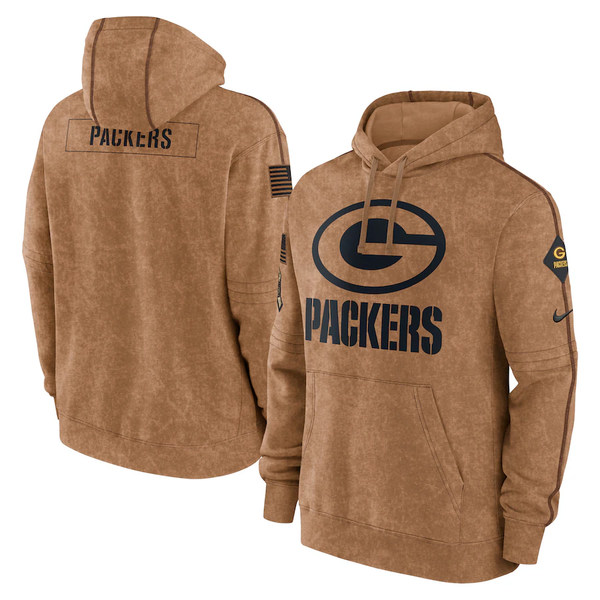 Men's Green Bay Packers Brown 2023 Salute To Service Club Pullover Hoodie