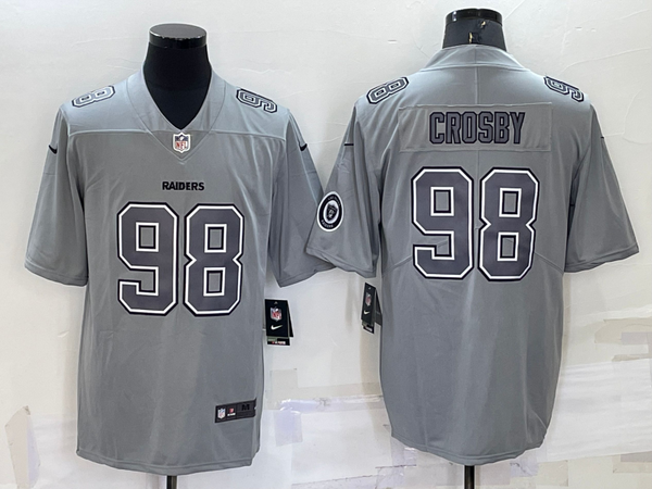 Men's Las Vegas Raiders Maxx Crosby #98 Gray Atmosphere Fashion Game Jersey