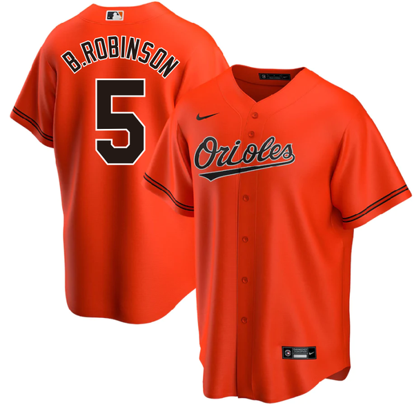 Men's Baltimore Orioles Brooks Robinson #5 Orange Replica Baseball Jersey