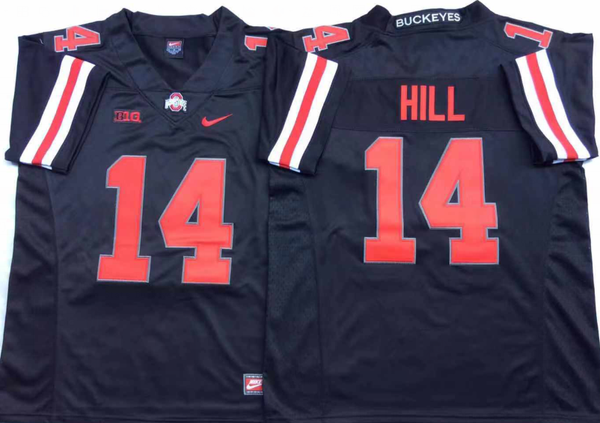 Men's Ohio State Buckeyes K.J. Hill #14 Black Player Game Jersey