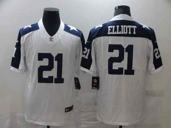 Men's Dallas Cowboys #21 Ezekiel Elliott White Game Jersey