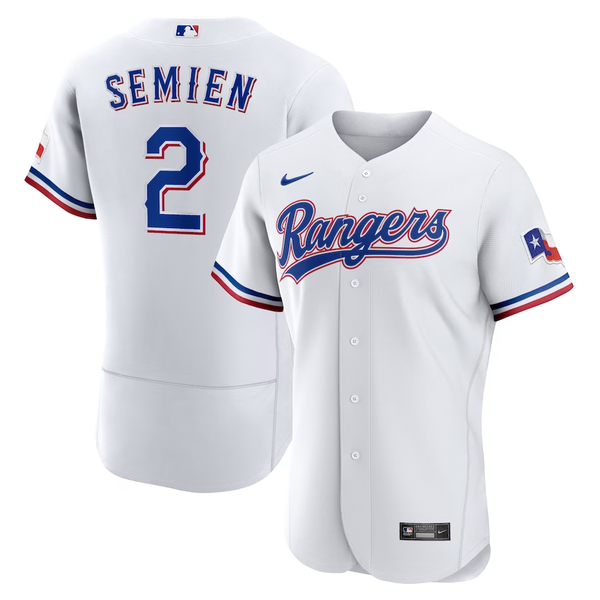 Men's Texas Rangers Marcus Semien #2 White Home Authentic Player Jersey