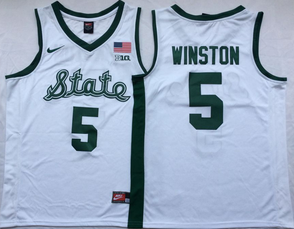 Men's Michigan State Spartans Cassius Winston #5 White Player Game Jersey