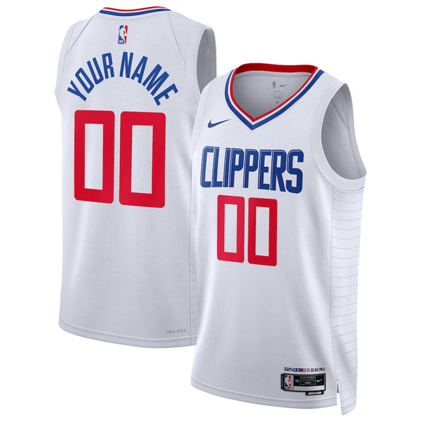 Men's LA Clippers White Swingman Custom Jersey - Association Edition