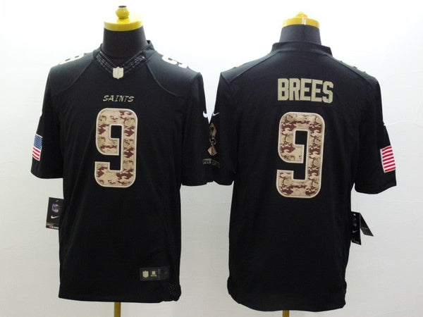 Men's New Orleans Saints Drew Brees #9 Black Team Game Jersey