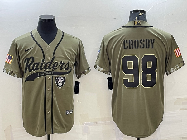 Men's Las Vegas Raiders Maxx Crosby #98 Olive 2022 Salute To Service Limited Jersey Joint Edition