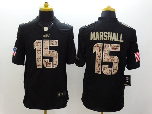 Men's Chicago Bears Brandon Marshall #15 Black Game Player Jersey