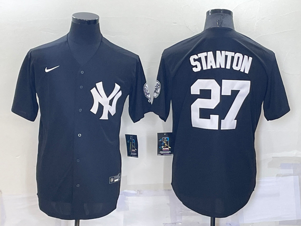 Men's New York Yankees Giancarlo Stanton #27 Black Replica Baseball Jersey