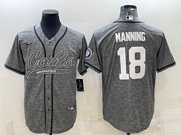 Men's Indianapolis Colts Peyton Manning #18 Gray Game Jersey Joint Edition