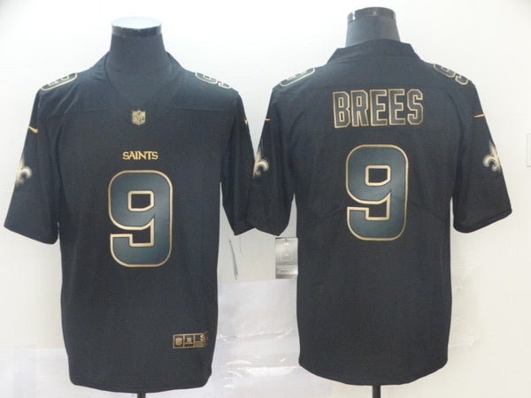 Men's New Orleans Saints Drew Brees #9 Black Game Jersey