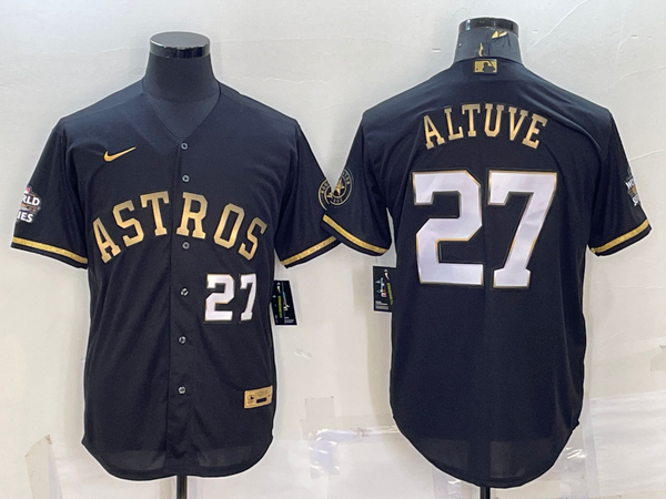 Men's Houston Astros Jose Altuve #27 Black Replica Authentic Jersey