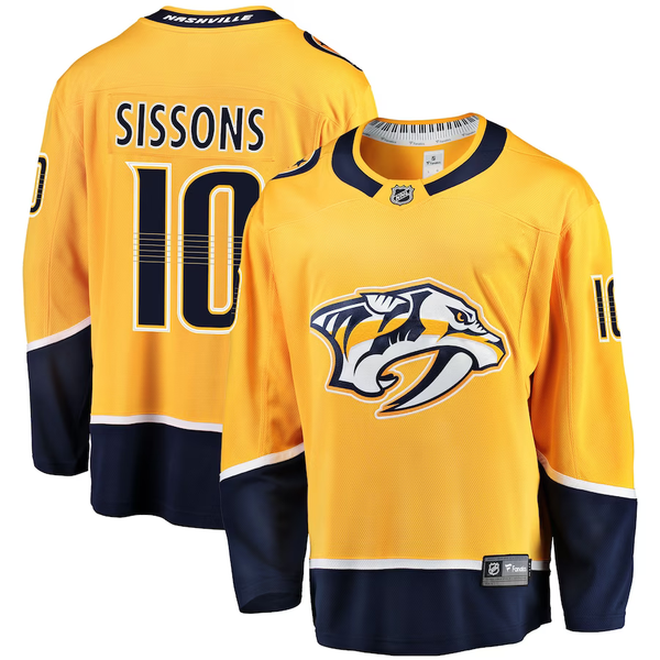 Men's Nashville Predators Colton Sissons #10 Gold Breakaway Player Jersey