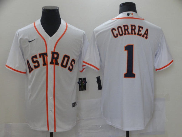 Men's Houston Astros Carlos Correa #1 White Replica Baseball Jersey