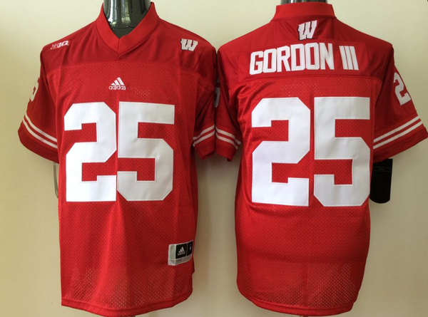 Men's Wisconsin Badgers Melvin Gordon #25 Red Player Game Jersey