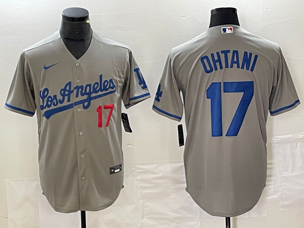 Men's Los Angeles Dodgers Shohei Ohtani #17 Gray Replica Team Jersey