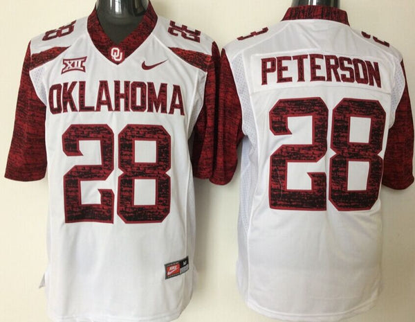 Men's Oklahoma Sooners Adrian Peterson #28 White Player Jersey