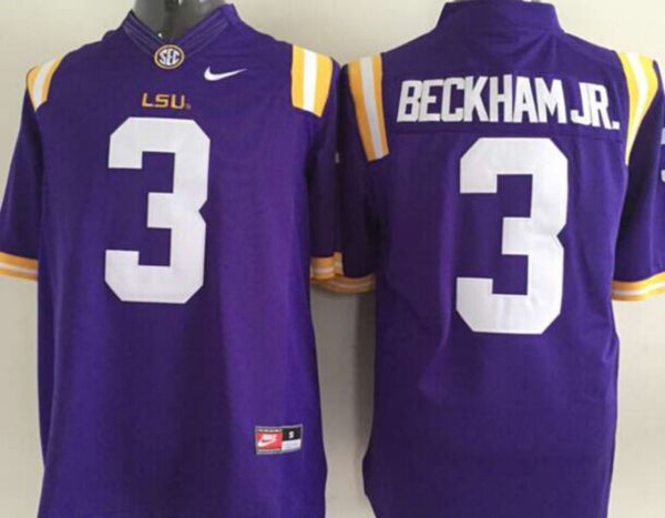 Men's LSU Tigers Odell Beckham #3 Purple Player Game Jersey