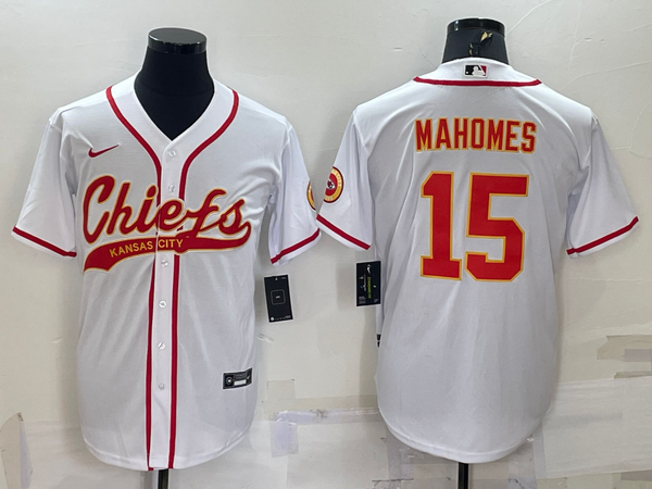 Men's Kansas City Chiefs Patrick Mahomes #15 White Game Jersey Joint Edition