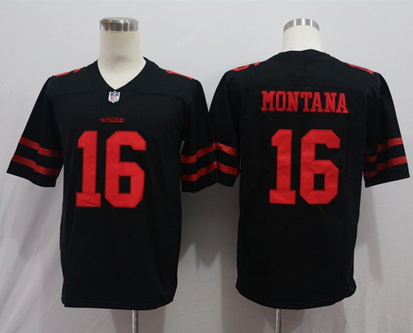 Men's San Francisco 49ers Joe Montana #16 Black Game Jersey