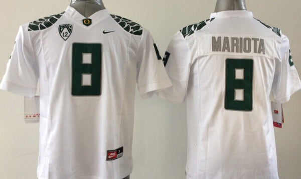 Men's Oregon Ducks Marcus Mariota #8 White Replica Jersey