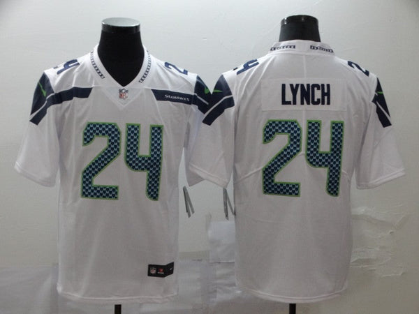 Mens Seattle Seahawks #24 Marshawn Lynch White Jersey